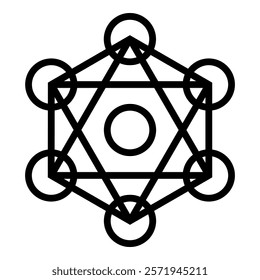 Metatron cube Sacred geometry icon black color vector illustration image flat style