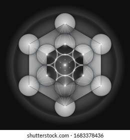 Cubo Metatrón, símbolo sagrado de geometría. Ilustración vectorial.