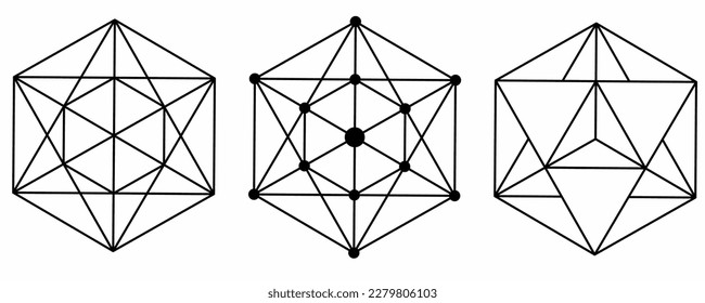 metatron cube sign set isolated on white background.merkaba Symbol