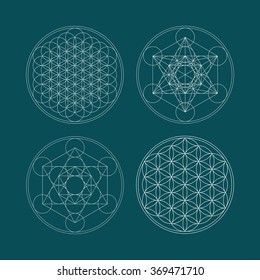 Metatrons Cube and Flower of life.