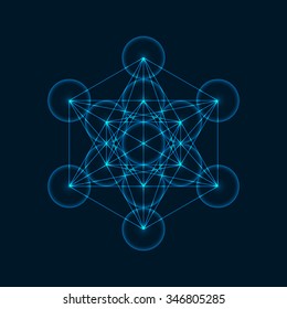 Metatrons Cube - Flower of Life. Vector Illustration.