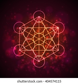 Metatrons Cube - Flower of Life. Vector illustration