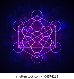 Metatrons Cube - Flower of Life. Vector illustration