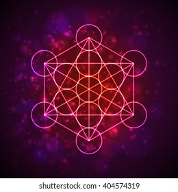 Metatrons Cube - Flower of Life. Vector illustration