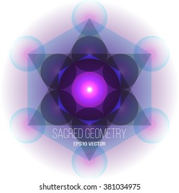 Metatron's Cube on white background. Vector illustration.