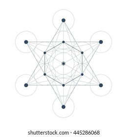 Metatrons Cube sacred geometry vector illustration on white background