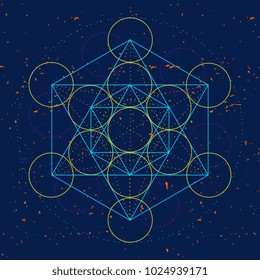Metatrons cube, a vector illustration of sacred geometric mystical symbol.