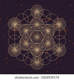 Metatrons cube, a vector illustration of sacred geometric mystical symbol.