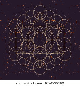 Metatrons cube, a vector illustration of sacred geometric mystical symbol.