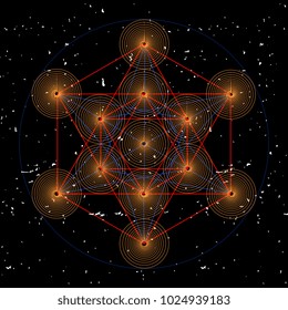 Metatrons cube, a vector illustration of sacred geometric mystical symbol.