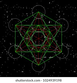 Metatrons cube, a vector illustration of sacred geometric mystical symbol.