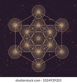 Metatrons cube, a vector illustration of sacred geometric mystical symbol.