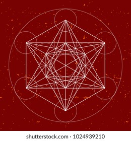 Metatrons cube, a vector illustration of sacred geometric mystical symbol.