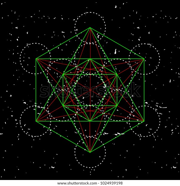 Metatrons Cube Vector Illustration Sacred Geometric Stock Vector