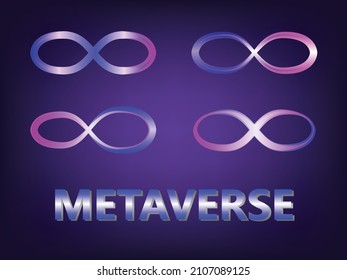 Metavarse text design and symbol digital icon.
Virtual reality infinity symbol community connection of metaverse world global network technology system and abstract loop sign element. - vector 
