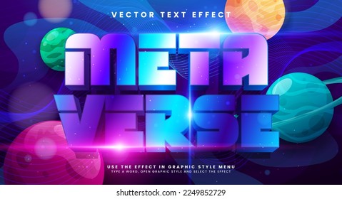 Efecto de texto editable en 3d metaaverse adecuado para el tema de la tecnología digital.