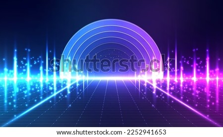 Metaverse abstract background concept. Perspective laser grid. Future technology. Digital science fiction matrix background. 