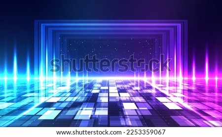 Metaverse abstract background concept. Perspective laser grid. Future technology. Digital science fiction matrix background. 