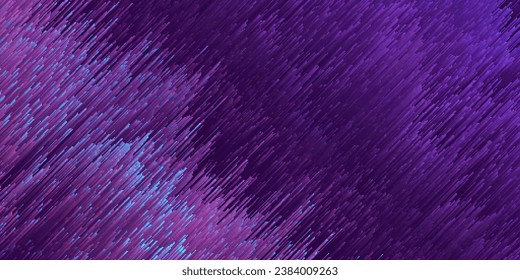 Metaverse fondo pixelado abstracto con líneas de gradiente de neón morado futurista. Gran visualización de datos con partículas de píxeles abstractos. Ciberespacio virtual en el estilo de arte de píxeles. Fondo del vector