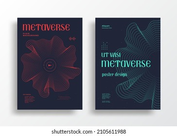 Metaverse Abstract Poster Design. Virtual Reality Technology Flyer. Futuristic Environment Universe Cover. Vector