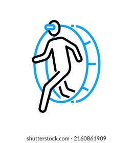 Metaverse bllue line icon with man in VR glasses, Virtual reality, Futuristic Cyber.
