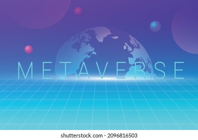 Metaverse and blockchain concept, the word Metaverse virtual reality and augmented reality technology vector illustration