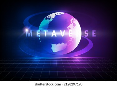 Metaverse and blockchain concept, the word Metaverse virtual reality and augmented reality technology vector illustration
