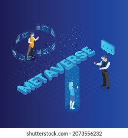 Metaverse Business Virtual Meeting 3d Isometric Vector Illustration Concept For Banner, Website, Landing Page, Ads, Flyer Template