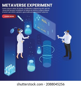 Metaverse chemistry virtual experiment isometric 3d vector concept for banner, website, illustration, landing page, flyer, etc.