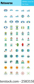 Metaverse Collection Icon Set Flat Style