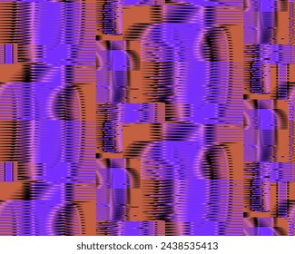 Metaverse Konzept abstrakt gestreiftes nahtloses strukturiertes Muster mit Ombre-Effekt in trendigem Violett. Psychedelische Tech Wandkunst, Website, Paket, Textil, Poster, Innendekor. 