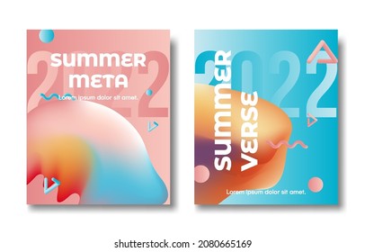 Concepto de Metaverse Año Nuevo Año 2022 Verano Vector de diseño de fluido de medusas flotantes para evento, pancarta y fondo de afiches