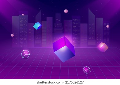 Metaverse concept, Metaverse virtual reality and augmented reality technology vector illustration