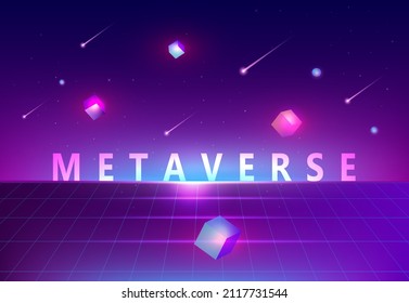 Metaverse concept, the word Metaverse virtual reality and augmented reality technology vector illustration