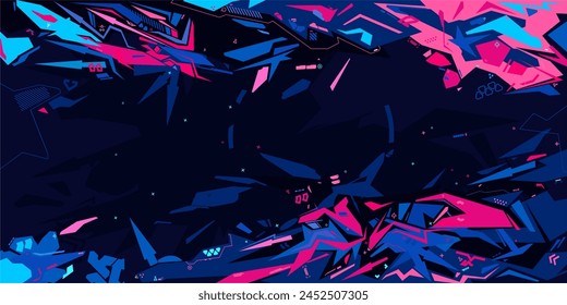 Metaverse Cyber Abstract Urban Street Art Graffiti Style Vector Illustration Template Background