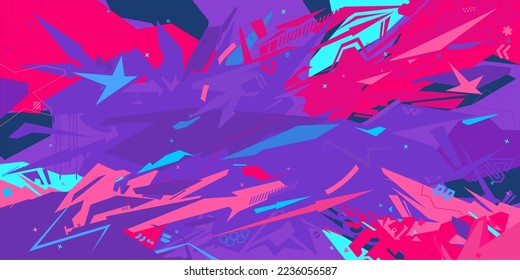 Metaverse Cyber Colorful Abstract Urban Street Art Graffiti Style Vector Illustration Template Background
