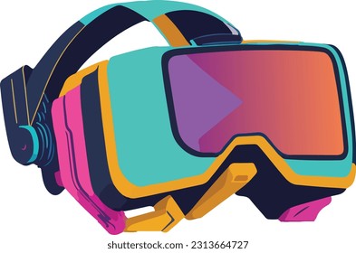 Metaverse digital cyber virtual world concept in cartoon style, virtual reality glasses on futuristic interface 3d world hologram, vr goggles, vector illustration.