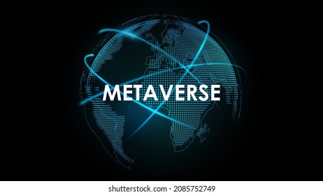 Metaverse digital virtual reality world technology with 3d hologram globe, vector illustration