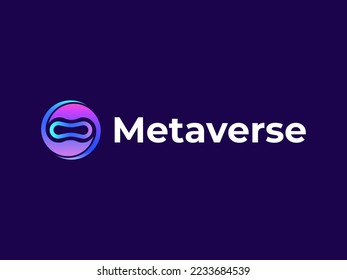 Metaverse futuristic virtual reality logo design