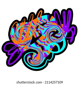 Metaverse glitzert psychedelisches Element.Malerpinselform, Flüssig-Doodle-Pinselstriche, Wandtexturinspiration.