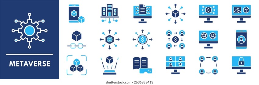 Metaverse icon collection set. Containing design technology, digital, metaverse, futuristic, future