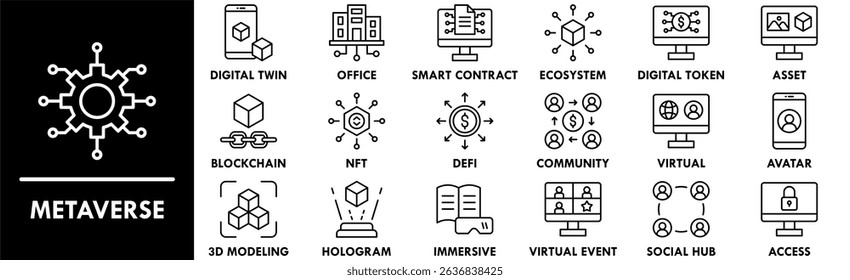 Metaverse icon collection set. Containing design technology, digital, metaverse, futuristic, future