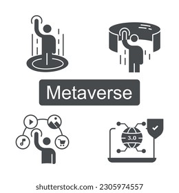 Metaverse Icon. Metaverse Symbol.Virtual Reality. Augmented Reality symbol. Future Technology. Web 3.0 Icon. Blockchain vector. Cryptocurrency sign. Decentralized Technology logo.