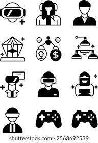 Metaverse Icons Bundle for Virtual Interaction and Augmented Reality Projects.