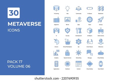 Metaverse icons collection. Set vector line with elements for mobile concepts and web apps. Collection modern icons.