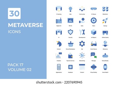 Colección de iconos de metaverse. Establecer la línea vectorial con elementos para conceptos móviles y aplicaciones web. Colección de iconos modernos.