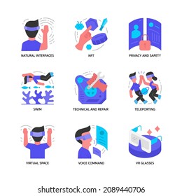 Metaverse Icons Set Flat Style