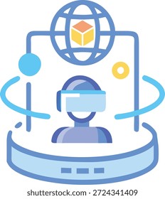Conjunto de iconos de metaverso para mundo virtual, avatares digitales, Web 3, cadena de bloques, Tecnología de realidad virtual y futuro diseño de interacción en línea