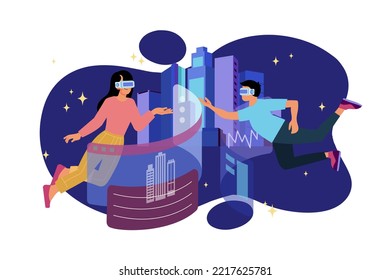 Metaverse Illustration Konzept. Eine flache Illustration einzeln auf weißem Hintergrund