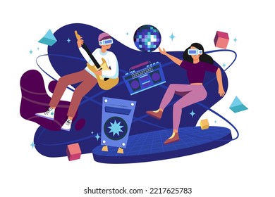 Metaverse Illustration Konzept. Eine flache Illustration einzeln auf weißem Hintergrund